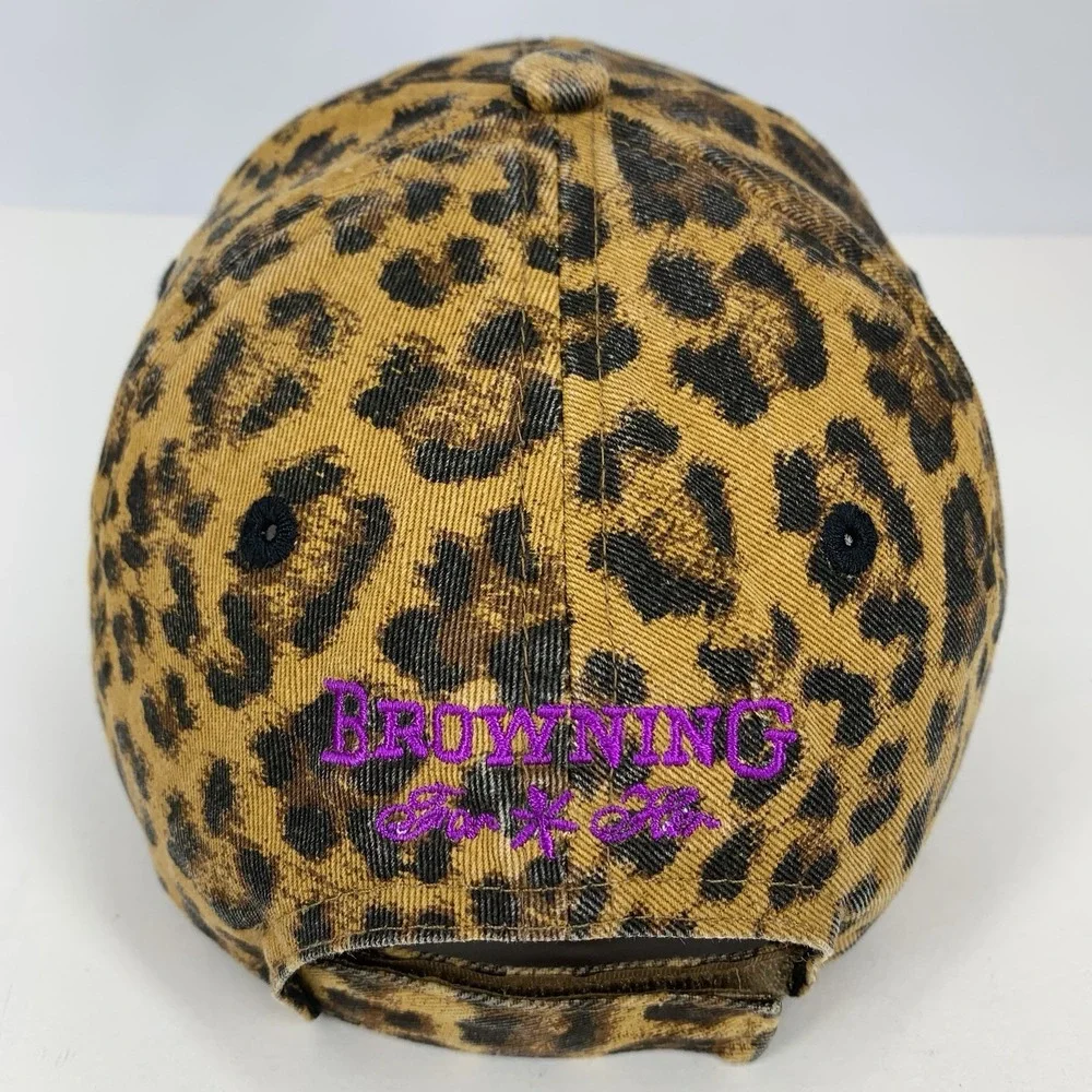 Browning For Her Hat Leopard Print Pink Buckmark OSFA Adjustable Baseball Cap